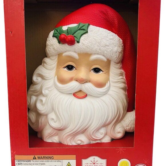 Santa Claus Face Blow Mold Lighted 16" Hanging Vintage Christmas Wall Decor NEW - Picture 5 of 6